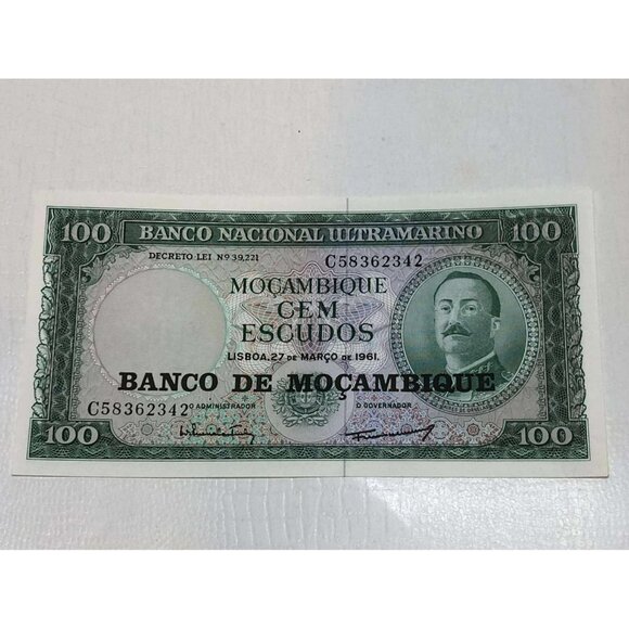 1961 Mozambique 100 Escudos banknote - Picture 1 of 4